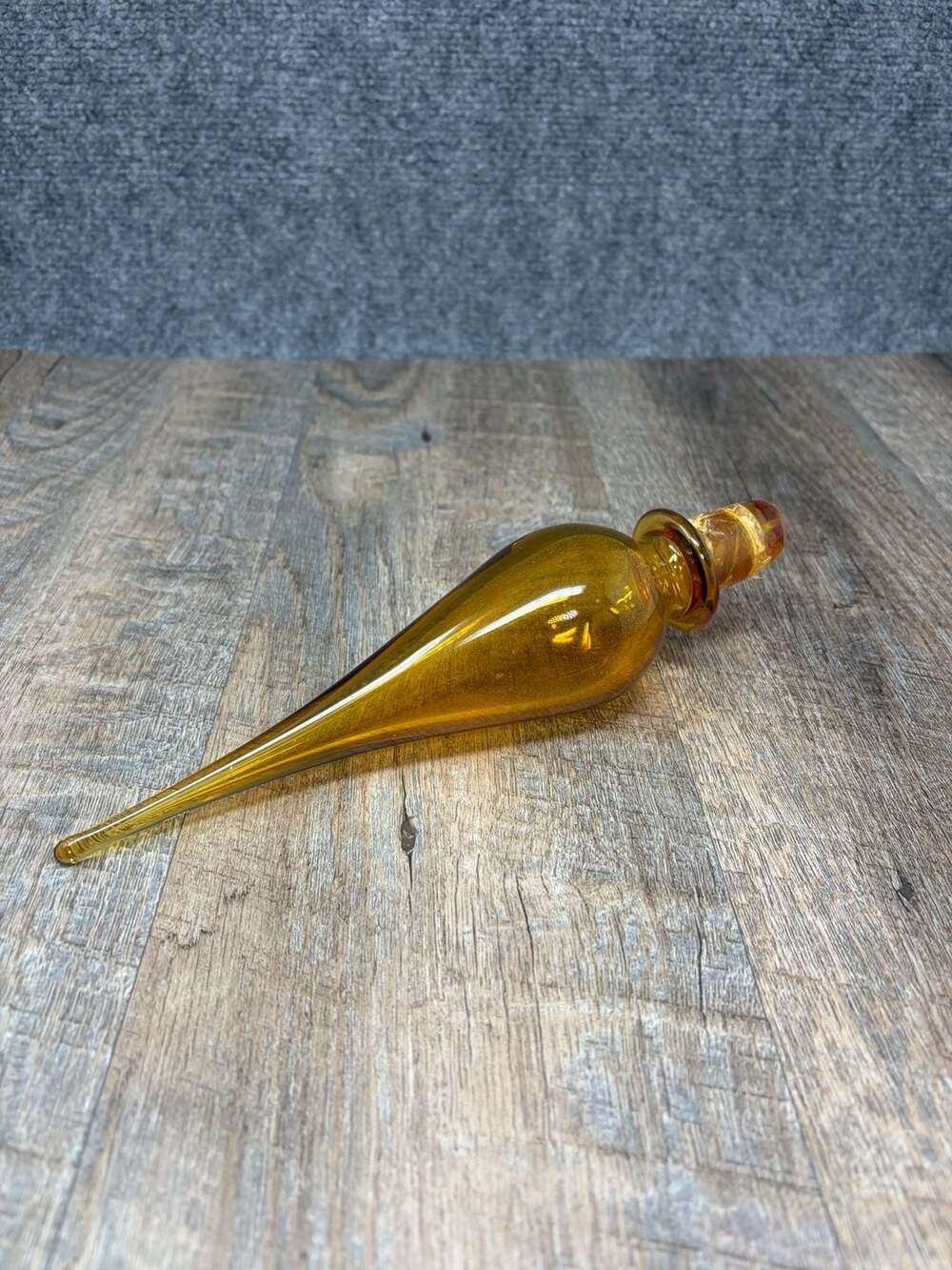 VTG MCM EMPOLI GLASS STOPPER ONLY, Flame-style Amber, 10” Genie Bottle Decanter